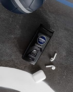 Nivea Men Deep Active Clean Shower Gel 250 ml Revitalising Shower Gel with Activated Charcoal pH SkinFriendly Shower Gel for the Body Face and Hair - Image 3