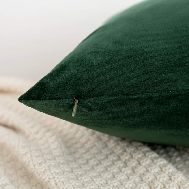 RainRoad Dark Green Decorative Throw Pillow Covers Cushion Cover Pillow Case for Sofa Couch Bed Chair,Soft Square Dark Green Throw Pillows 18x18 Inch,Set of 2 - Image 3