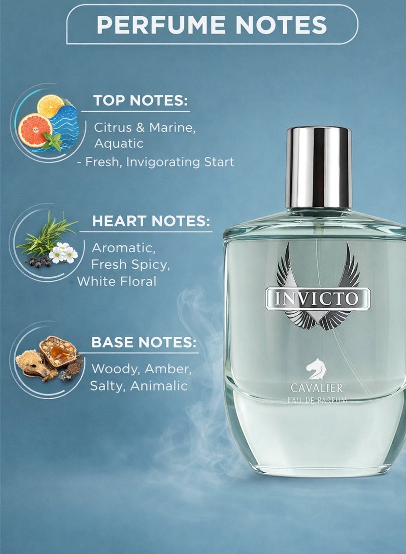 Cavalier Perfume Long Lasting Perfume for Men The Cavalier Invicto Eau de Parfum | Luxury Men’s Perfume with Fresh Spicy & Aromatic Fragrance with Amber & Aquatic Accords | The Best Eau de Parfum 100ml - Image 2