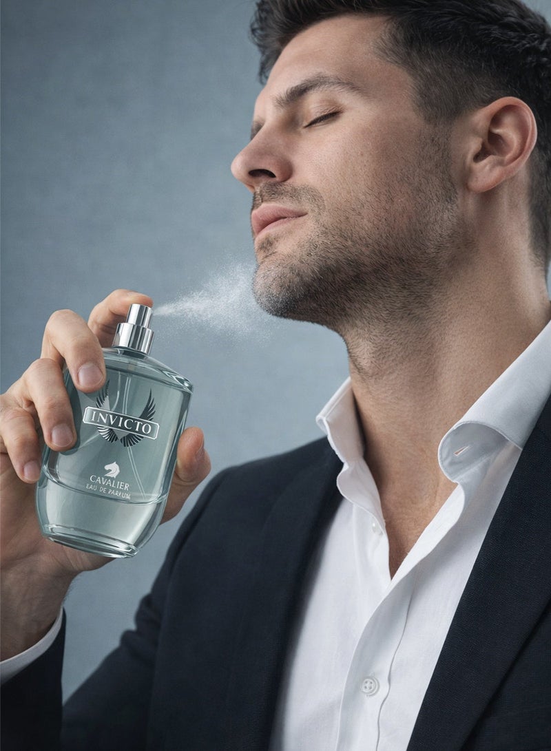 Cavalier Perfume Long Lasting Perfume for Men The Cavalier Invicto Eau de Parfum | Luxury Men’s Perfume with Fresh Spicy & Aromatic Fragrance with Amber & Aquatic Accords | The Best Eau de Parfum 100ml - Image 4