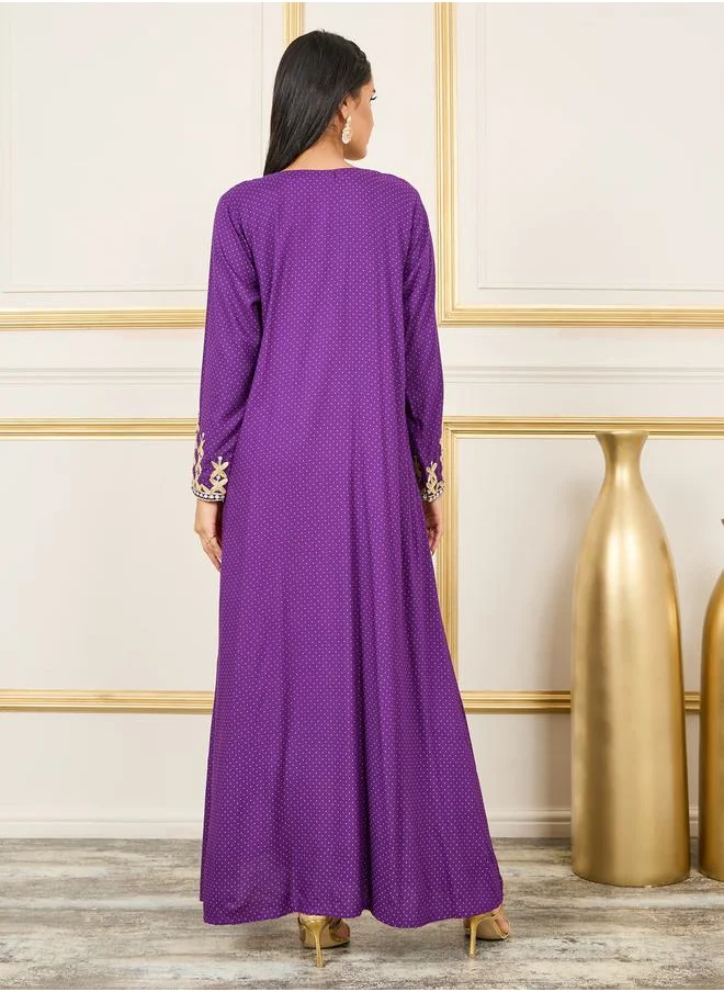 ستايلي Embroidered Spot AOP Jalabiya