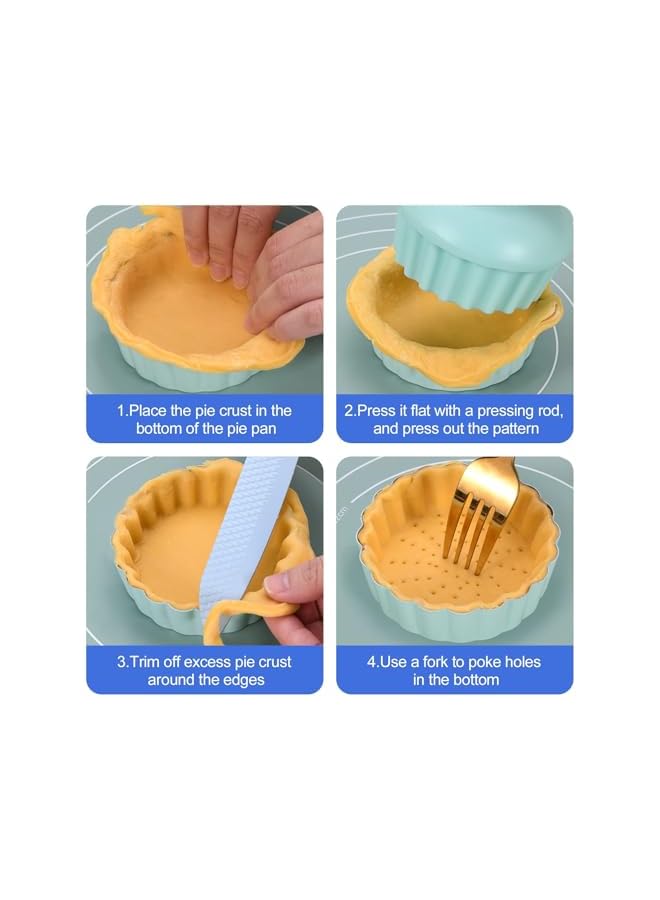 S-TOP 6Pcs Mini Round Tart Pan with Removable Bottom, Nonstick Mini Pie Pans for Baking, Carbon Steel Quiche Pan Set for Cupcakes, Muffins and Desserts - Image 3