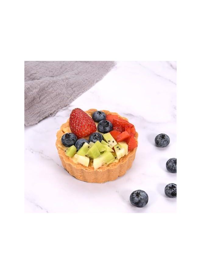 S-TOP 6Pcs Mini Round Tart Pan with Removable Bottom, Nonstick Mini Pie Pans for Baking, Carbon Steel Quiche Pan Set for Cupcakes, Muffins and Desserts - Image 5