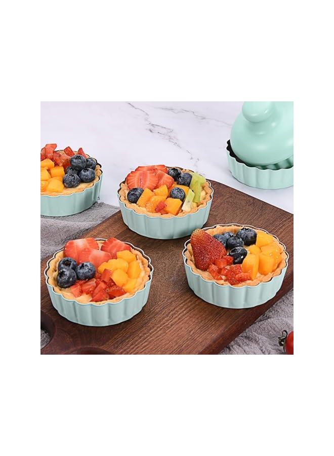 S-TOP 6Pcs Mini Round Tart Pan with Removable Bottom, Nonstick Mini Pie Pans for Baking, Carbon Steel Quiche Pan Set for Cupcakes, Muffins and Desserts - Image 2