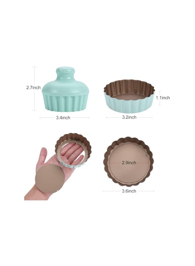 S-TOP 6Pcs Mini Round Tart Pan with Removable Bottom, Nonstick Mini Pie Pans for Baking, Carbon Steel Quiche Pan Set for Cupcakes, Muffins and Desserts - Image 4