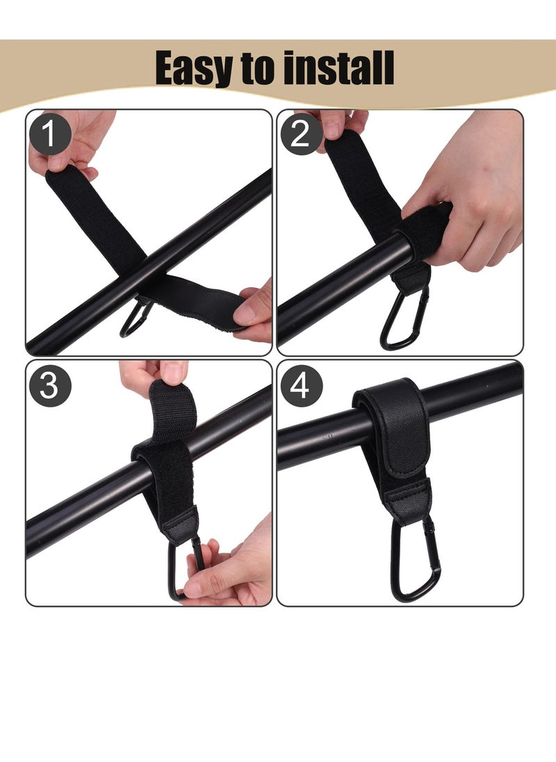 Pram hook clips, 3 pieces buggy clips carrier pram hooks, pram bag holder made of leather, bag hooks for stroller, pram clips, pram hooks for bags, backpack black