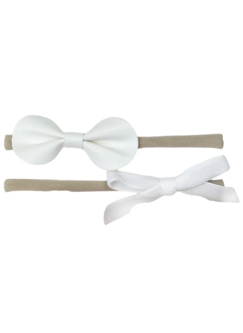 D'Daniela Savannah Ribbon Bow Headband and Socks Set - White