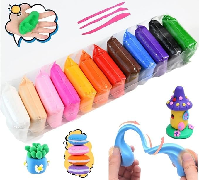 Air Dry Modeling Clay Set, 12 Colors, Non-Toxic Ultra Light Clay Foam Clay and Sculpting Tools, Creative Art Kit for Kids (12) - Image 1