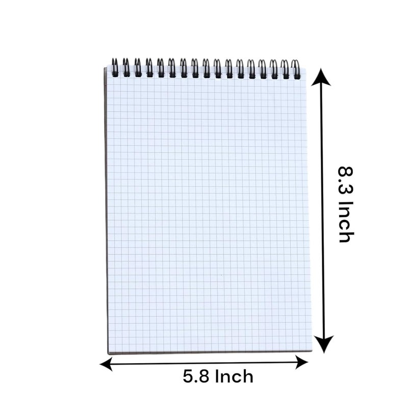 INNAXA A5 Grid Notebook | Top Spiral Binding | A5 Note Pad 100 GSM | square grid Pages | 60 Sheet/ 120 Pages (Black Cover, Pack of 2) - Image 4