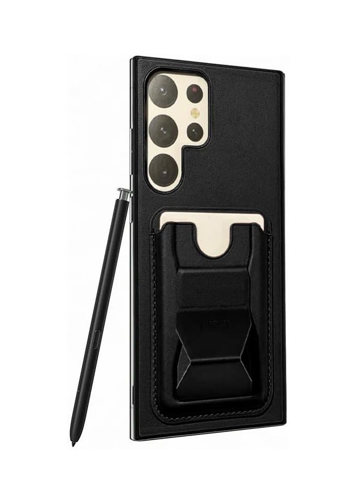 Leather Case With  TPU Frame, Shockproof Protective with Card Holder Stand Compatible with Phone Samsung Galaxy S25 Ultra  - Image 2