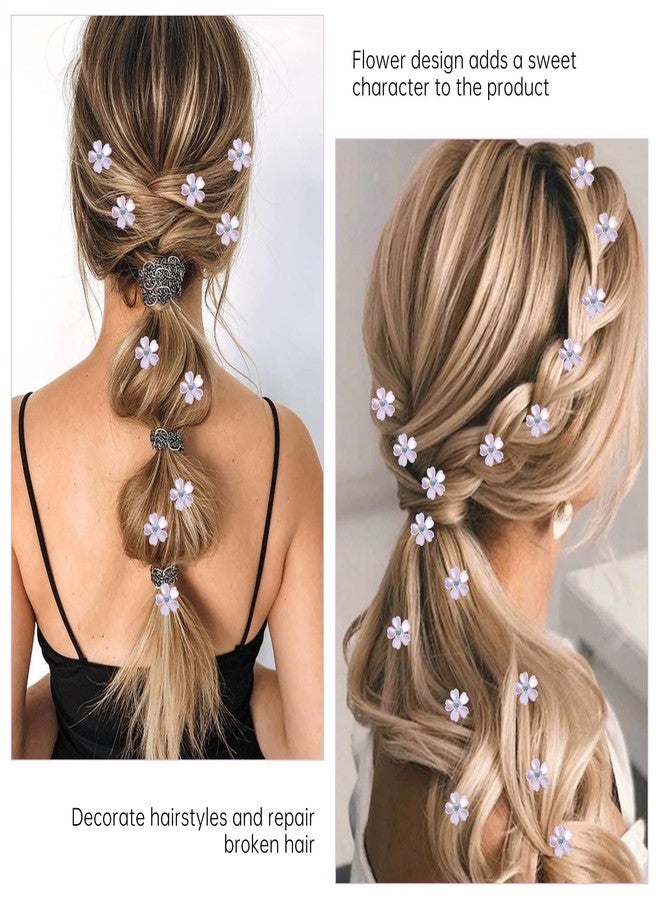 Aesnoun 20 Pcs Purple Flower Hair Clips for Women Small Mini Flower Hair Claw Clips with Crystal Cute Metal Claw Clips Sparkling Hair Barrettes Nonslip Side Clip Hair Accessories for Women Girls Gift - Image 3