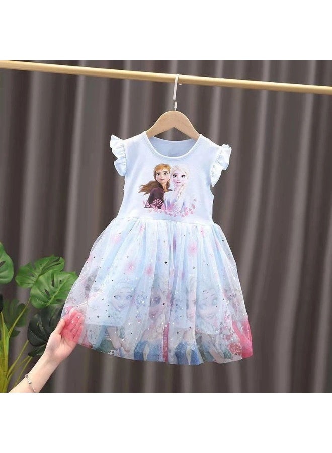 Elsa Multi Size Elsa Printed Dress Beautiful Princess Pattern Soft Breathable Casual Dress For Girls Daily Party Wear - Image 1