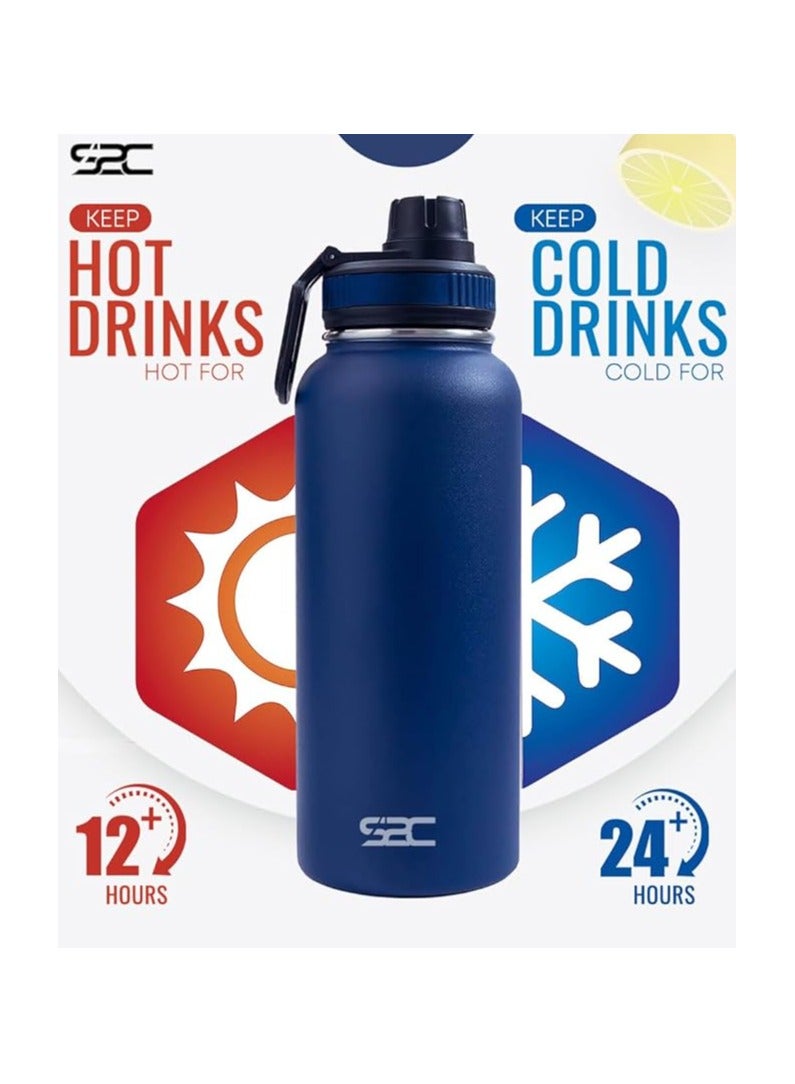 S2C S2C Stainless Steel Water Bottle 1L,32oz Double Wall Vacuum Insulated Water Bottle, BPA Free Water Bottle for Kids School with Spout Lid - Thermos Water Flask for Hot Water, Water Bottles (NAVY BLUE)  - Image 3