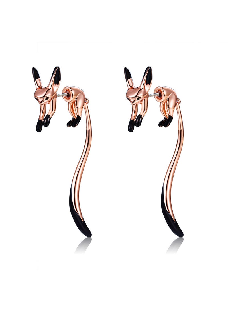 Generic - Niche Womens Cute Fox Earrings Enamel Copper Stud Earrings Summer Light Luxury Jewelry Ake266 Rose Gold Plated AKE266-C - Image 1