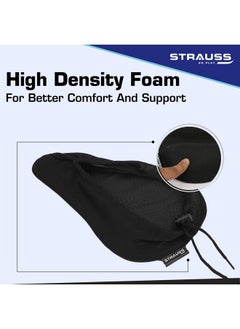 STRAUSS Strauss Bicycle Standard Saddle Foam Seat Cover with Anti-Slip Granules & Soft, Thick Padding | Superior Comfort, Breathable Design | Comes with Adjustable Rope Straps & Fits All Cycles, (Black)  - Image 5