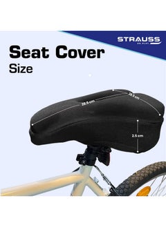 STRAUSS Strauss Bicycle Standard Saddle Foam Seat Cover with Anti-Slip Granules & Soft, Thick Padding | Superior Comfort, Breathable Design | Comes with Adjustable Rope Straps & Fits All Cycles, (Black)  - Image 4