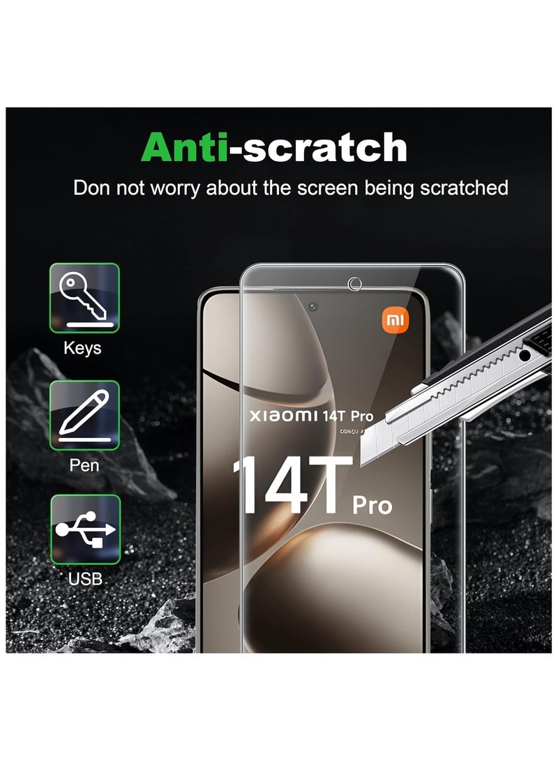 عام أقنعة للشاشة متوافقة مع شاومي 14 تي برو 2024 [حزمة مكونة من قطعتين] زجاج مقسى و [حزمة مكونة من قطعتين] حماية لعدسة الكاميرا - زجاج مقسى مضاد للخدش لديه صلابة 9H - Image 2