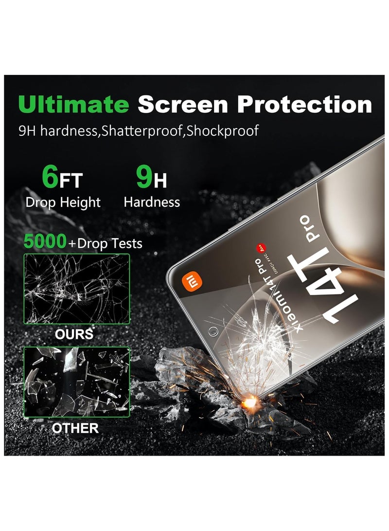 عام أقنعة للشاشة متوافقة مع شاومي 14 تي برو 2024 [حزمة مكونة من قطعتين] زجاج مقسى و [حزمة مكونة من قطعتين] حماية لعدسة الكاميرا - زجاج مقسى مضاد للخدش لديه صلابة 9H - Image 4