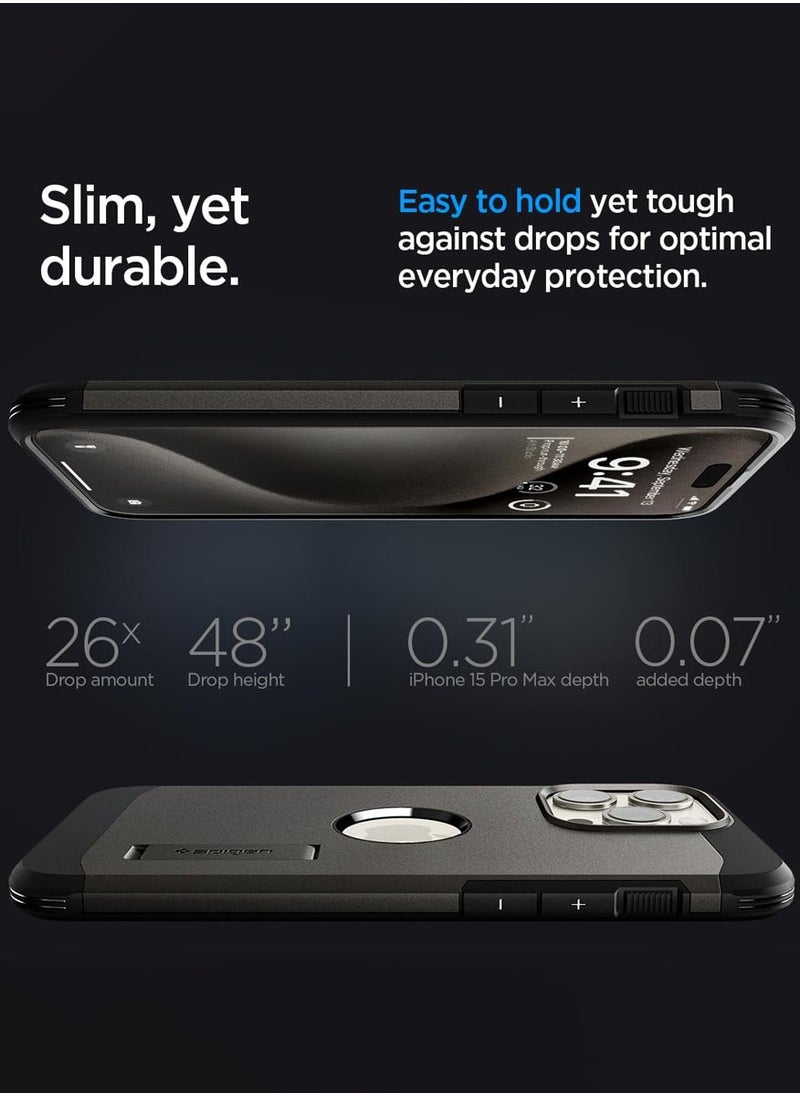 Spigen - Tough Armor MagFit for iPhone 15 Pro Max Case Cover with MagSafe - Gunmetal - Image 1