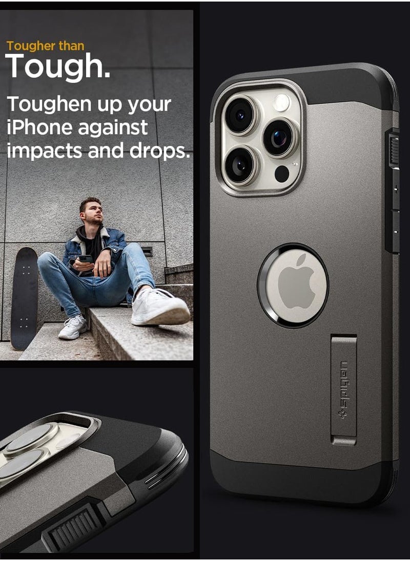 Spigen - Tough Armor MagFit for iPhone 15 Pro Max Case Cover with MagSafe - Gunmetal - Image 1