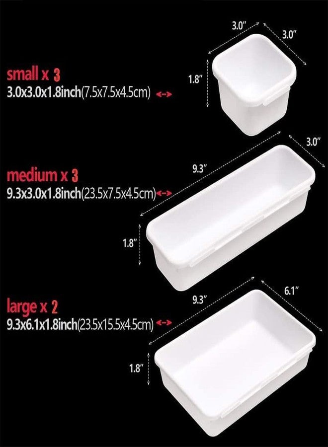 Styxon Interlocking Drawer Organizer (8 PCS) Bins - Durable Plastic, Various Sizes for Custom Layout Design. Great for Desk Drawer, Tool Box or Garage Organization | White - Image 3