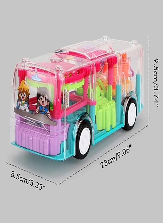RAINBOW RIDERS Concept Musical Transports Bus Toy for Girls & Boys Age 2 3 4 5 6 Years with 3D & 360 Rotation Gear Transparent with Light & Sound for Boys & Girls Multicolour Plastic - Image 3