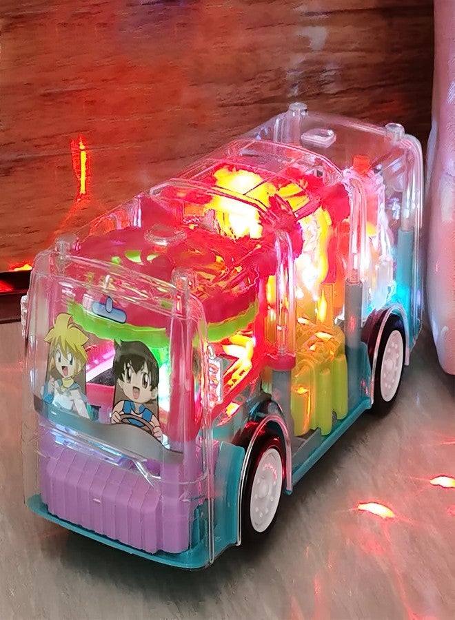 RAINBOW RIDERS Concept Musical Transports Bus Toy for Girls & Boys Age 2 3 4 5 6 Years with 3D & 360 Rotation Gear Transparent with Light & Sound for Boys & Girls Multicolour Plastic - Image 4