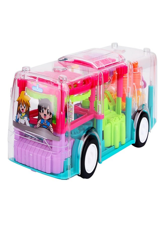RAINBOW RIDERS Concept Musical Transports Bus Toy for Girls & Boys Age 2 3 4 5 6 Years with 3D & 360 Rotation Gear Transparent with Light & Sound for Boys & Girls Multicolour Plastic - Image 1
