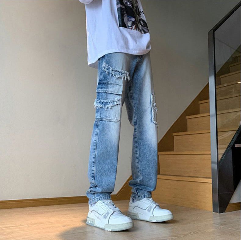 Unisex Classic Denim Jeans Loose Fit Daily Outdoor Wear - Image 2