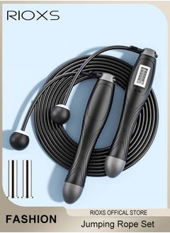 RIOXS Jump Rope Set for Workout with Storage bag Adjustable Skip Rope for Adult and Kids Tangle-Free Cable with Ball Bearings and Pouch Jumping Rope for Exercise Workout  - Image 1