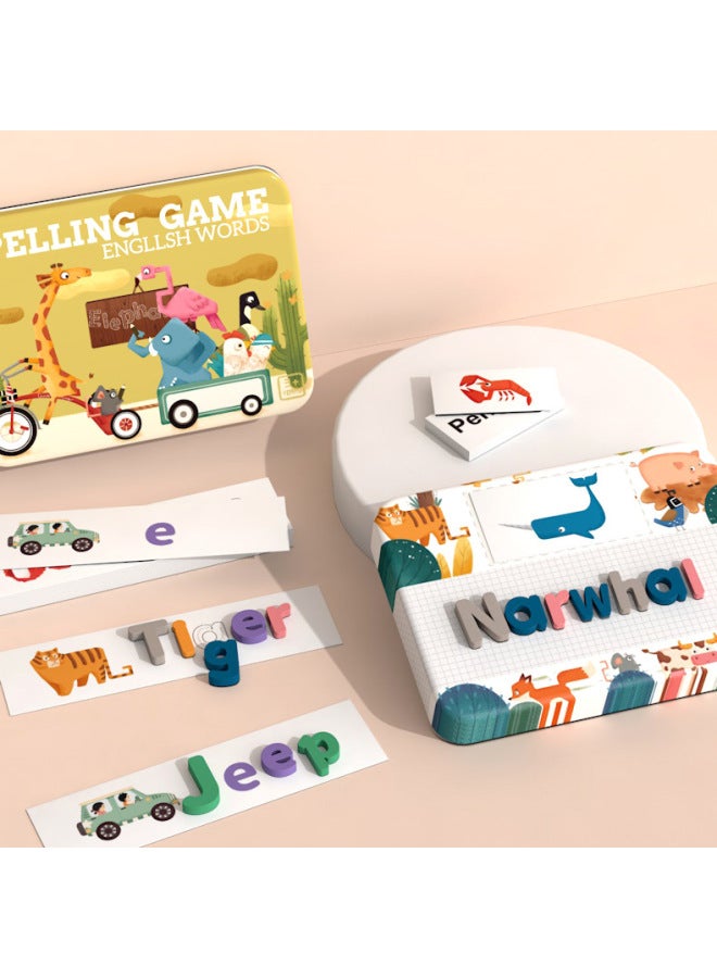 لعبة بطاقة ممارسة التهجئة الإنجليزية الإنجليزية لعبة رياض الأطفال الخشبية 0.5 اللون: صندوق أخضر قياسي - Image 3