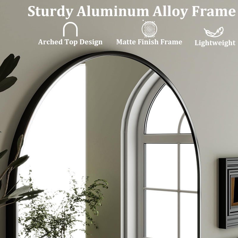 HARRITPURE Arched Wall Mirror 24"x36" â€“ Black Metal Frame Vanity Mirrors for Bedroom, Entryway, Living Room Decor - Image 4
