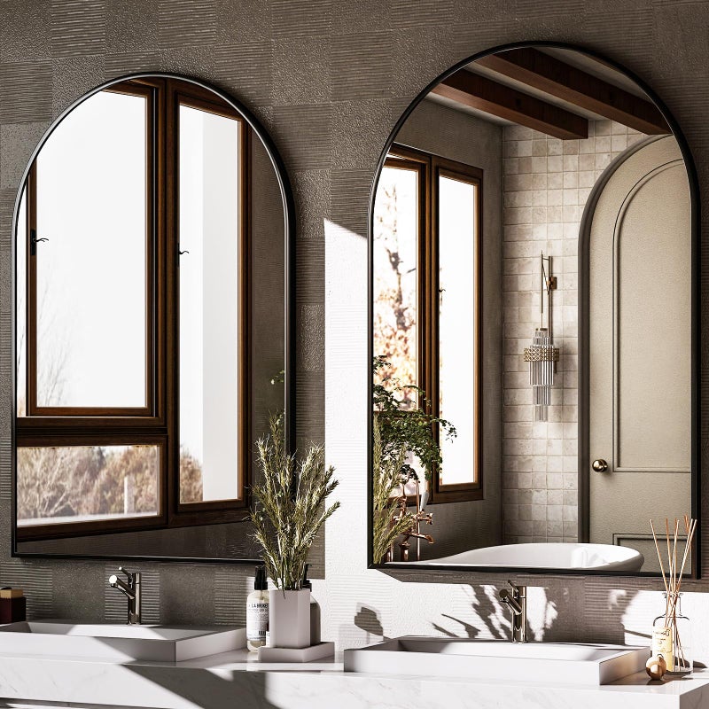 HARRITPURE Arched Wall Mirror 24"x36" â€“ Black Metal Frame Vanity Mirrors for Bedroom, Entryway, Living Room Decor - Image 5