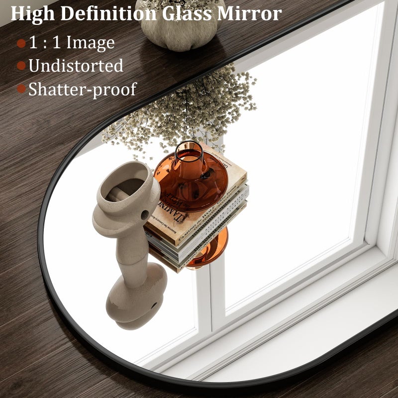 HARRITPURE Arched Wall Mirror 24"x36" â€“ Black Metal Frame Vanity Mirrors for Bedroom, Entryway, Living Room Decor - Image 3