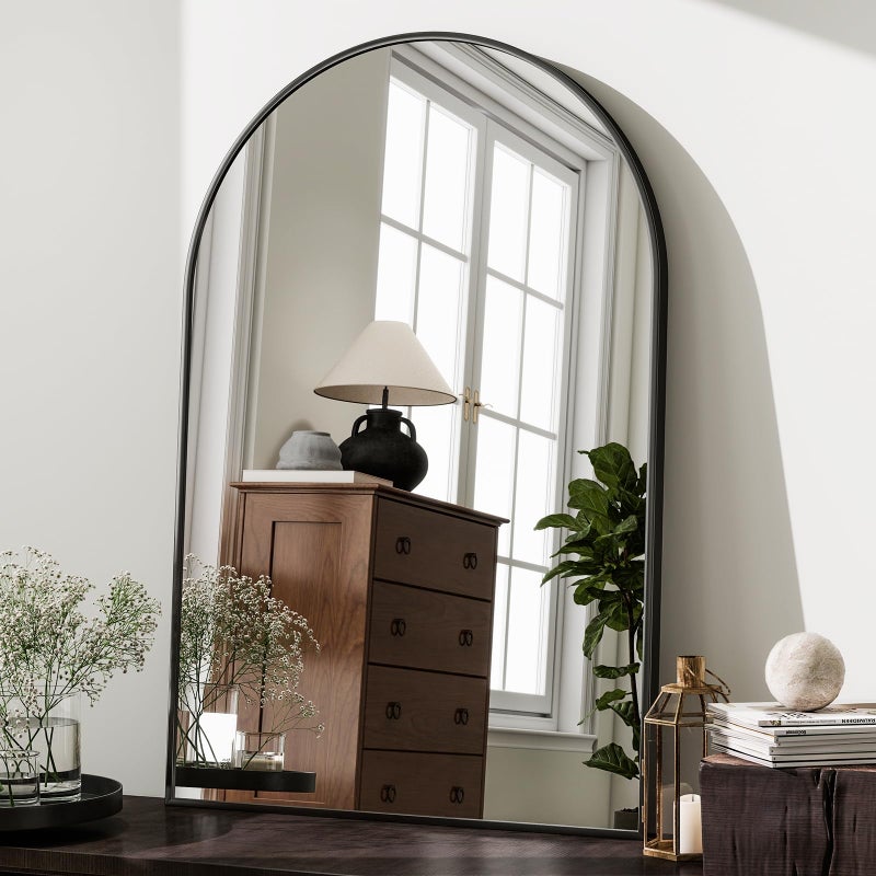HARRITPURE Arched Wall Mirror 24"x36" â€“ Black Metal Frame Vanity Mirrors for Bedroom, Entryway, Living Room Decor - Image 2