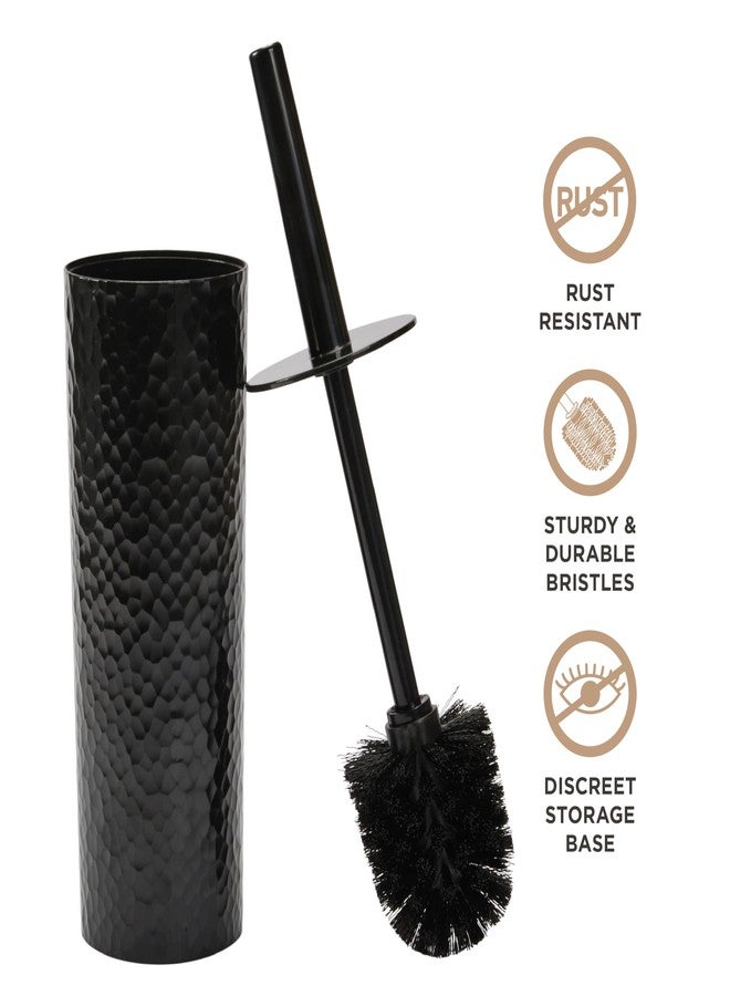 Bath Bliss Toilet Brush | Hammered Textured Design | 360 Degree Bristle Brush | Bathroom Cleaning | Contemporary Design | Black - Image 3