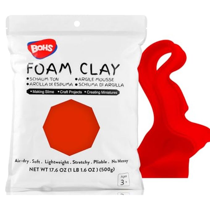 BOHS Red Modeling Foam Clay 1.1 Lbs, Squishy,Soft, Air Dryfor Flower Mirror,Cosplay,Fake Bake, Slime Supplies-500g - Image 1