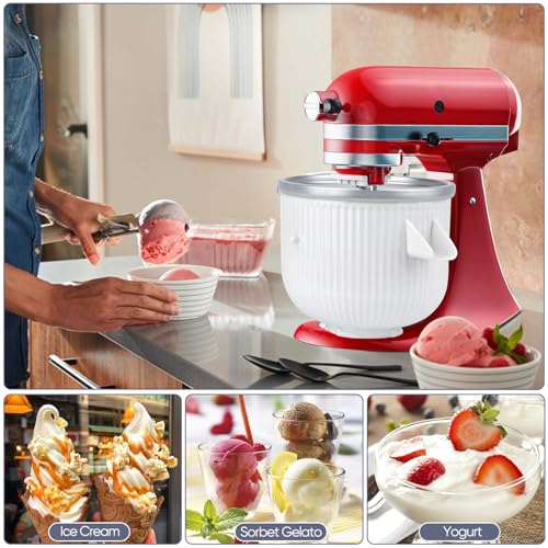 Kitwanda Ice Cream Maker Attachment for Kitchenaid Stand Mixer,2-Quart Frozen Yogurt - Ice Cream & Sorbet Gelato Maker,Fits 4.5 5 6 7qt Kitchenaid Stand Mixer - Image 5