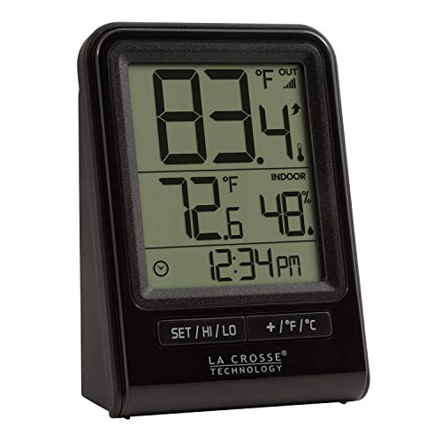 La Crosse Technology 308-1409BT-CBP Wireless Temperature & Humidity Station with Time , Black - Image 1