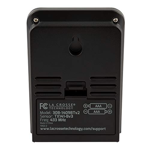 La Crosse Technology 308-1409BT-CBP Wireless Temperature & Humidity Station with Time , Black - Image 5