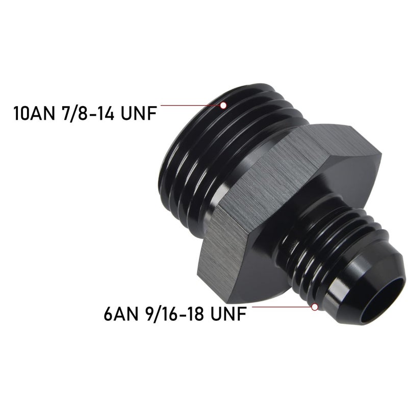 Podavelle 6AN Male Flare to 10AN ORB Oring Boss Fuel Pump Rail Adapter Fitting Aluminum Black - Image 4