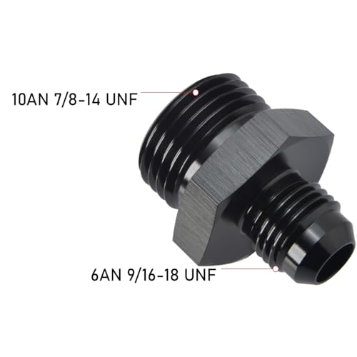 Podavelle 6AN Male Flare to 10AN ORB Oring Boss Fuel Pump Rail Adapter Fitting Aluminum Black - Image 3