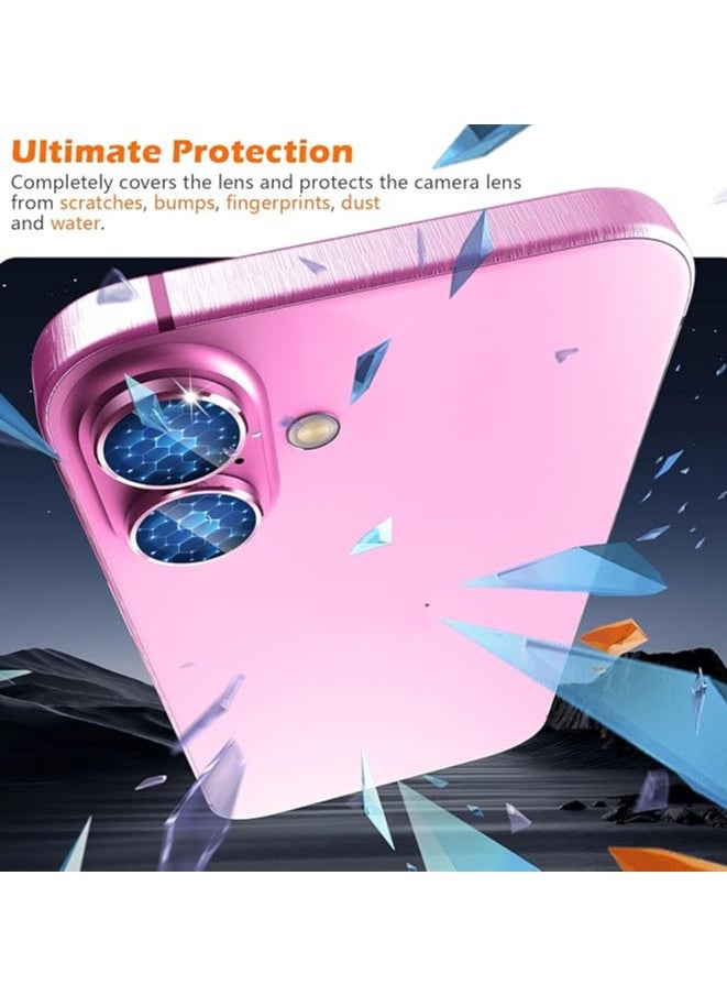 Generic Compatible for iPhone 16/iPhone 16 Plus Camera Lens Protector, One-Step Installation Tray Individual Metal Ring Tempered Glass Cover CD Pattern Case Friendly - Pink  - Image 3