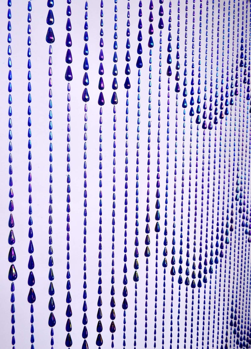 FlavorThings 3 FT X 6 FT Raindrops Blue Iridescent Beaded Curtain Door String Curtain Wall Panel Window Room Divider Blind for Wedding Coffee House Restaurant Parts Home Decoration