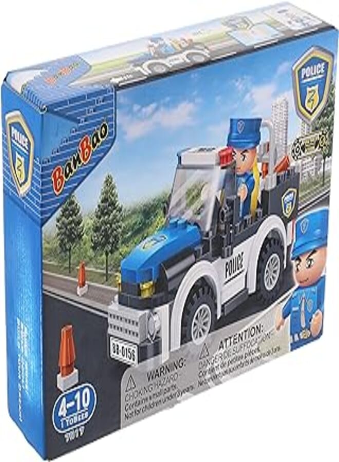 Banbao b7017 pretend toys plastic police car vehicle kids construction blocks toys building brick