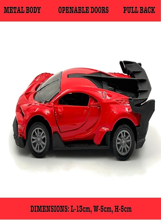 IndusBay® 5 Inches Metal Alloy Diecast Sports Racing Cars Die-Cast Pull Back Metal Collectible Car for Kids Adults Gift Diecast Door Openable Car, Red - Image 4