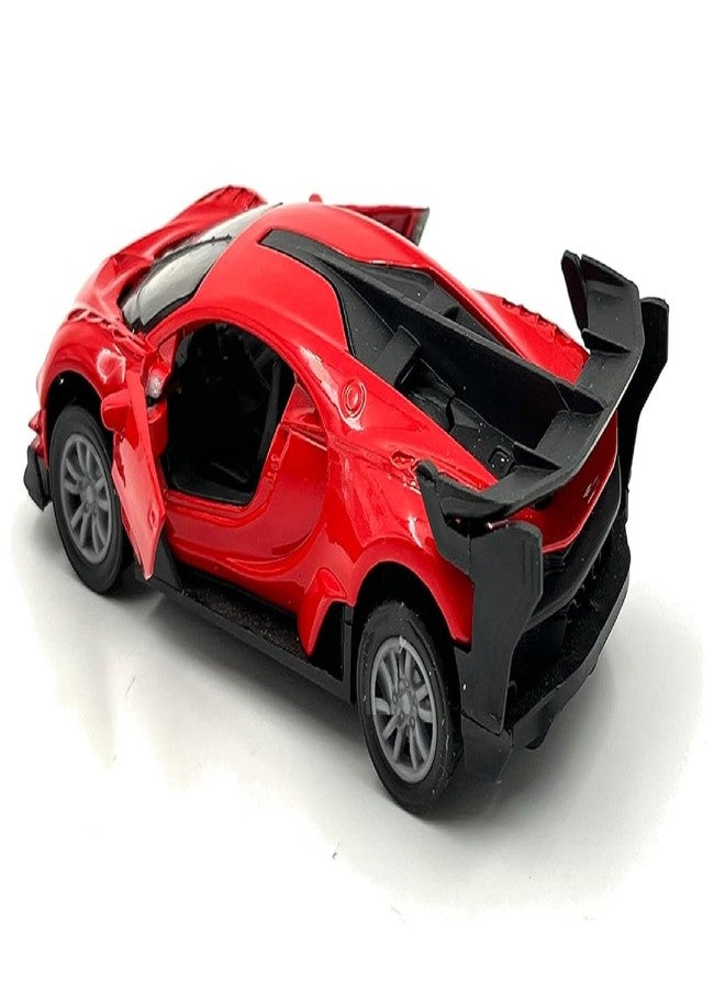 IndusBay® 5 Inches Metal Alloy Diecast Sports Racing Cars Die-Cast Pull Back Metal Collectible Car for Kids Adults Gift Diecast Door Openable Car, Red - Image 2