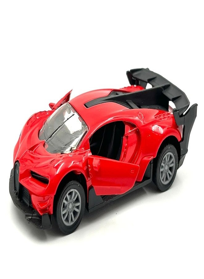 IndusBay® 5 Inches Metal Alloy Diecast Sports Racing Cars Die-Cast Pull Back Metal Collectible Car for Kids Adults Gift Diecast Door Openable Car, Red - Image 1