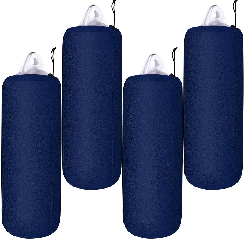 Woanger 4 Packs Boat Fender Cover 10 x 26 Fleece Marine Bumper Covers for Center Rope Tube Style Fenders Boat Fender Not Included Navy Blue - Image 2
