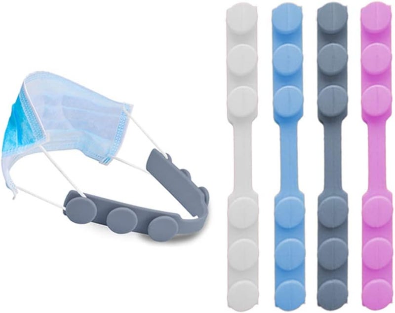 EVGLOW 4 PCS Extended Silicone Bands Anti-Tightening Strap for Masks to Prevent Ear Pain,Adjustable Comfort mask Grips Extension Buckle Holder Hook Ear Strap,4 Color - Image 1